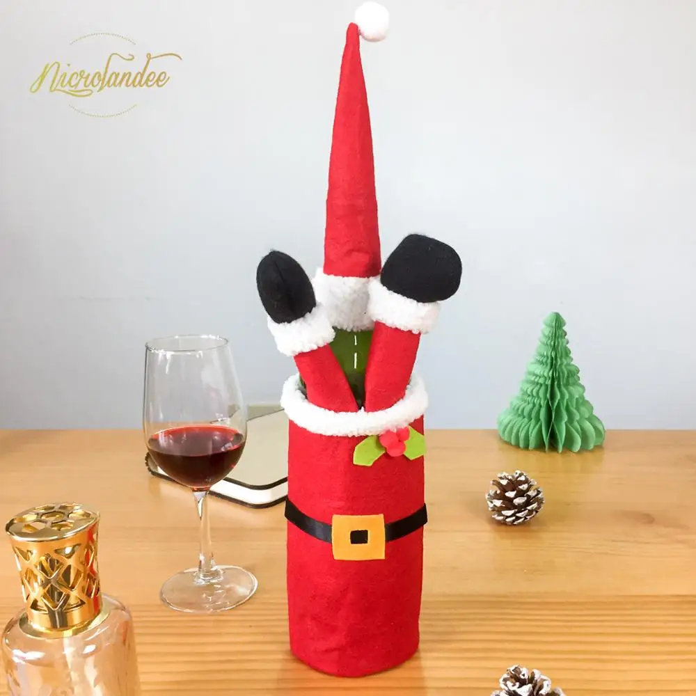 

NICROLANDEE Christmas Wine Bottle Cover Snowman Stocking Gift Holders Xmas Navidad Decor New YearHome Party New Decoration DIY