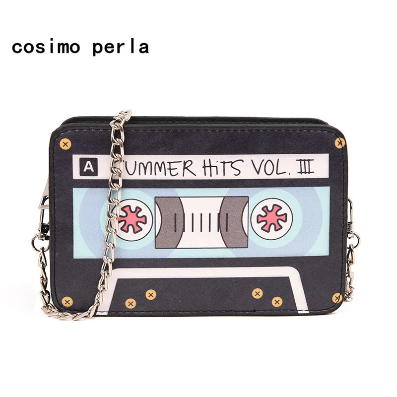 

INS Funny Girls Small Purse Cartoon Magnetic tape Radio Print Crossbody Bags for Women Leather Fashion Min Flap Shoulder Bag