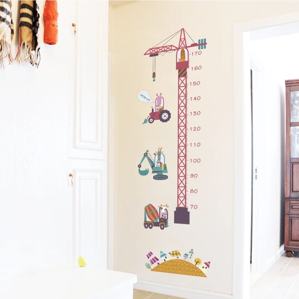  3d Cartoon Tower Crane Grow up Sticker Wall Stickers Kindergarten Kids Room Decor Children Height R - 33016543314
