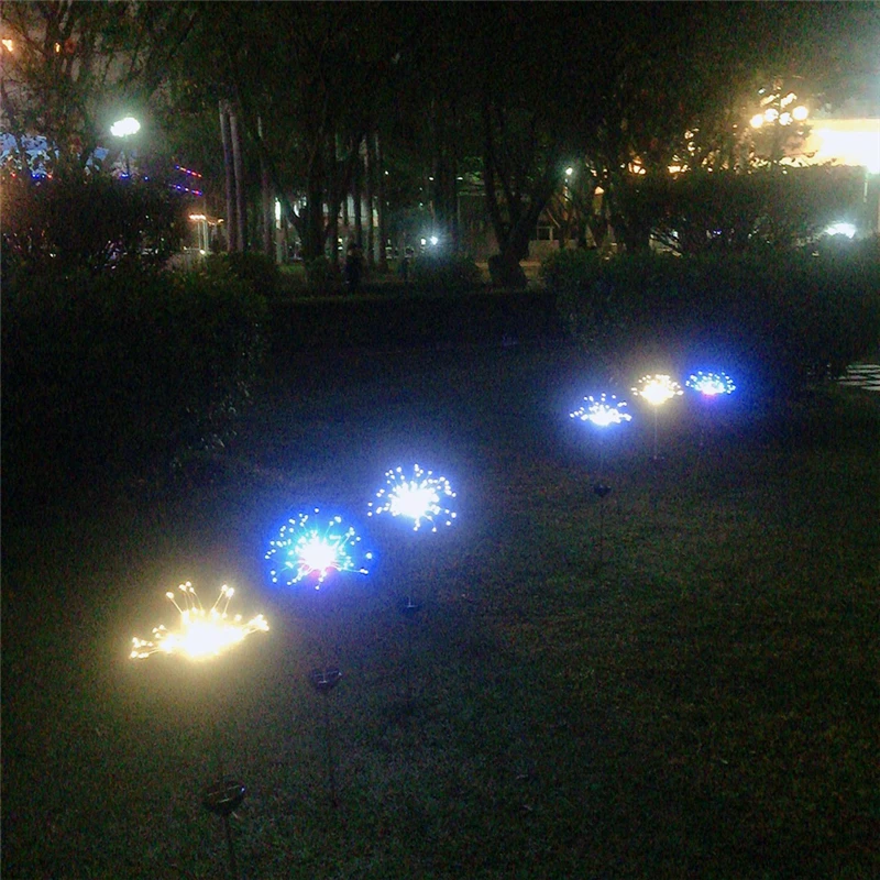 

Solar Outdoor Lighting Fireworks Lights Novelty Holiday Light LED String With Light-control Waterproof Lawn Lamp For Path Garden