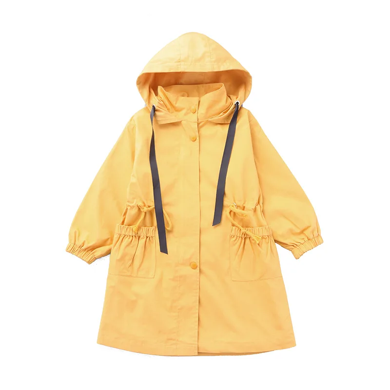 

Autumn 2019 girls trench coat for kids clothes children clothing fashion hooded solid outerwear girls clothes windbreaker 4-15Y