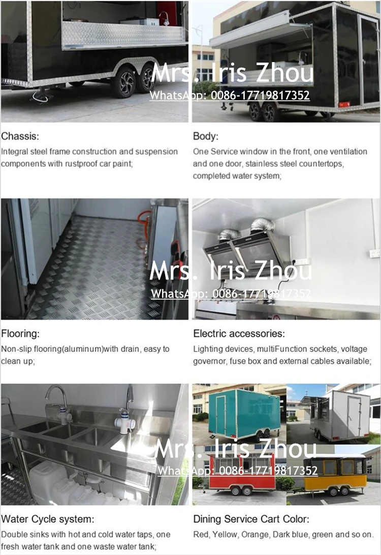 Australian standard food trailers mobile food trailer lunch wagons coffee kiosk with 4 wheels