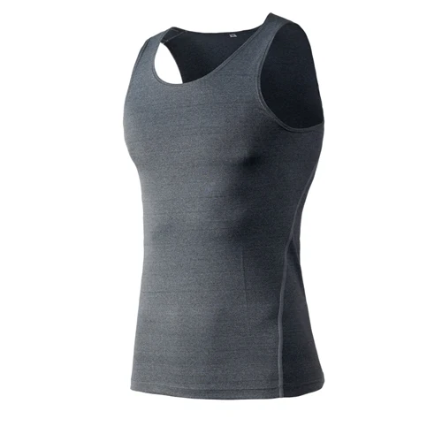 Логотип на заказ, Быстросохнущий тренировочный жилет без рукавов для бега, топ для фитнеса, мужские спортивные обтягивающие футболки для бега, тренажерного зала - Цвет: gray