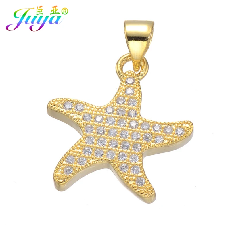 Juya DIY золото/розовое золото/серебро Морская звезда подвески кулон для ручной работы браслет из натуральных камней кулон ожерелье Изготовление ювелирных изделий