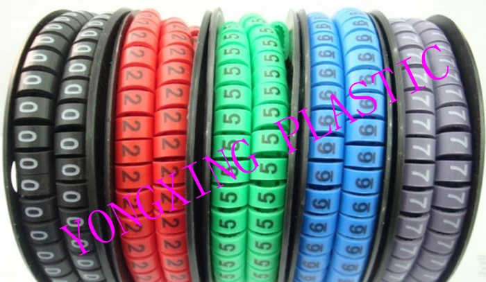 

100pcs/lot EC-3 16mm2 10 different number and color 0-9 cable marker