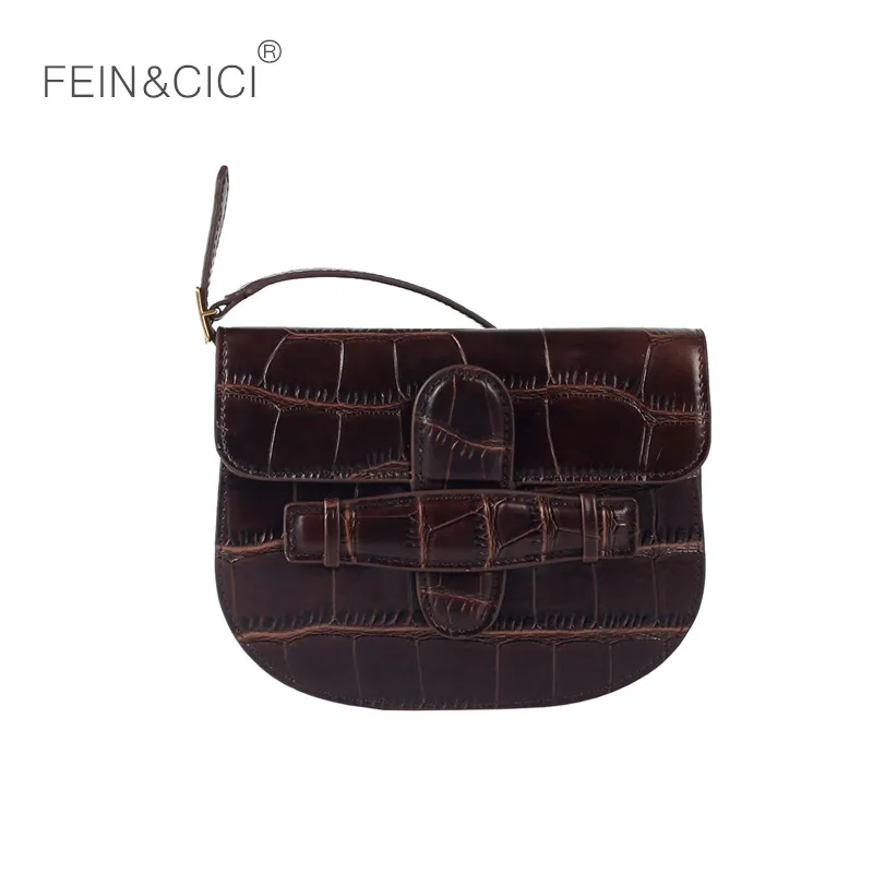 

Retro Saddle bag animal print alligator leather bag handbag women vintage chest bags 2018 luxury brand wholesale wholesale