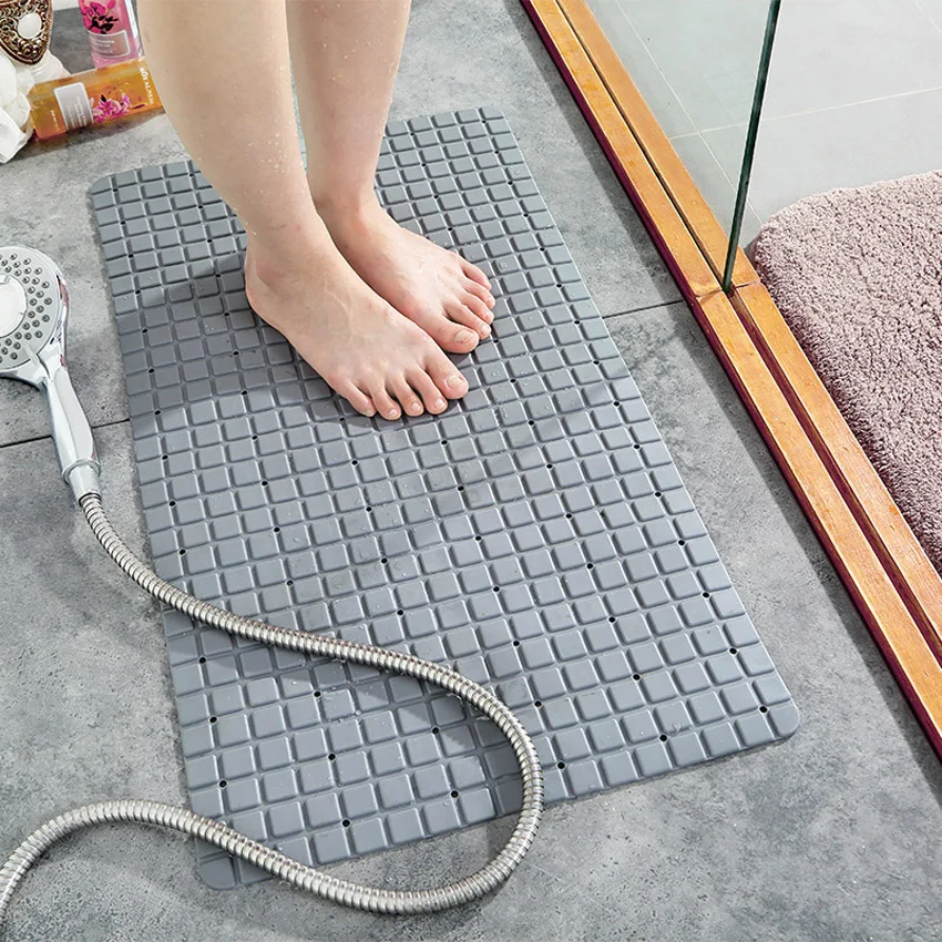 

Non-Slip Bath Mat Grids PVC Mats with suction cup for Bathroom Toilet Bathtub Rug Doormat Safety Grey White Beige 38x70cm