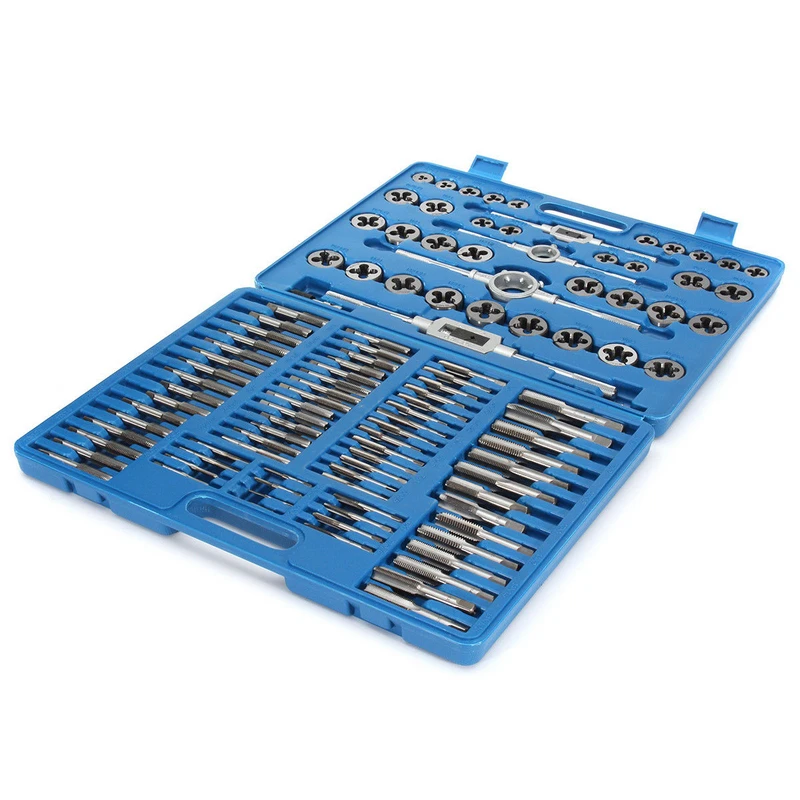 DWZ 110pcs Metric Tap and Die Set Thread Cutting Edge Holder Repair Tool With Case