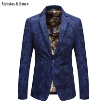N& B цветочный мужской пиджак, Мужской Блейзер, приталенный мужской пиджак, Повседневный хлопковый свадебный пиджак, мужские деловые пальто SR8