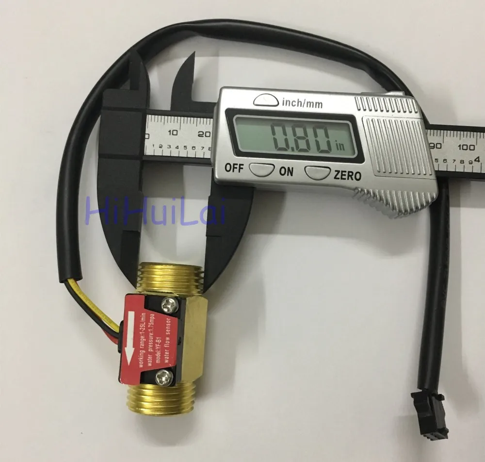 3V/1.5uA Brass YF B1 Water Flow Sensor 1.75Mpa G1/2 Pulse Hall Flow