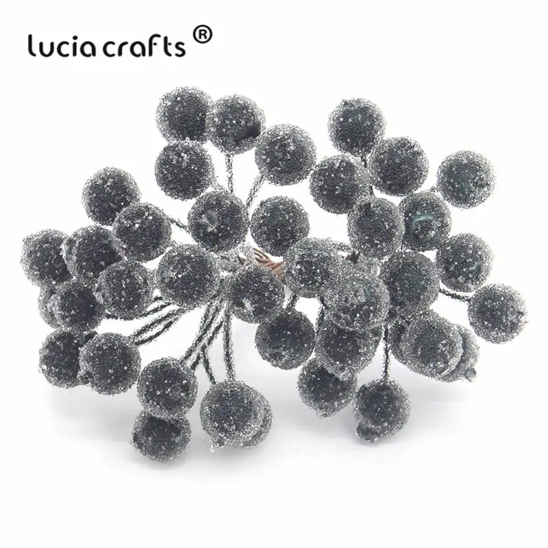 Lucia crafts 1 букет(40 голов) искусственный фруктовый цветок, ягоды, тычинки, декор для свадебной вечеринки, сделай сам, скрапбукинг, материал A0505 - Цвет: black