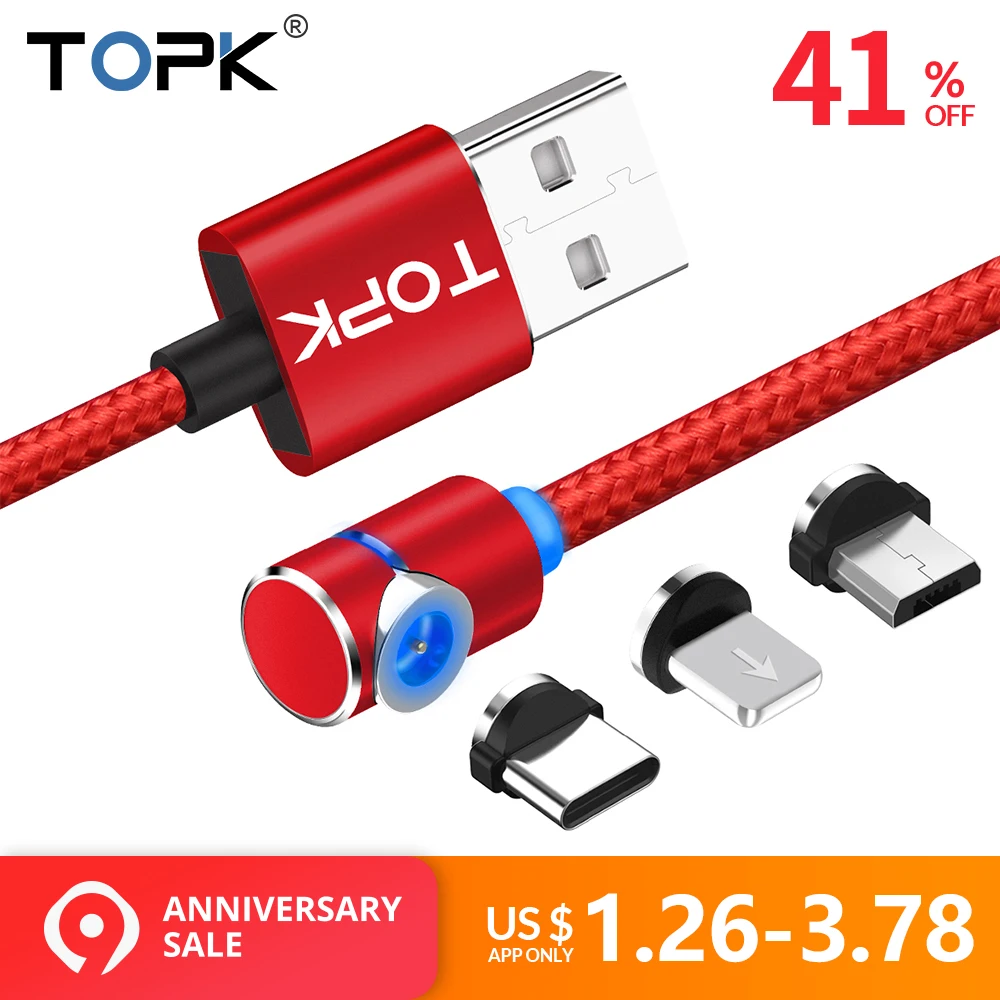 TOPK L-Line Magnetic Charging Cable ,90 Degree LED Cable for iPhone X 8 7 6 Plus & Micro USB Cable & USB Type-C USB C Cable TOPK L-Line Magnetic Charging Cable ,90 Degree LED Cable for iPhone X 8 7 6 Plus & Micro USB Cable & USB Type-C USB C Cable