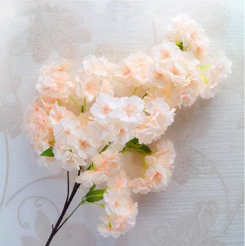 

5p Silk Cherry Blossom Flower Branches Begonia Sakura Tree Stem for Event Wedding Tree Decoration Artificial Decorative Flowers