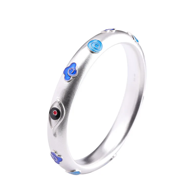 

Hot Sale Stylish Brand Lucky Cloud Silver Bangle Real Silver Bracelet Limited Lady's S999 Pure Silver Bracelet