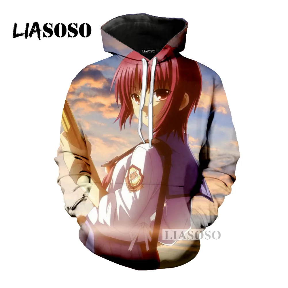 LIASOSO Последняя мода толстовка аниме Ангел Beats для мужчин и женщин с капюшоном 3D худи с цветным принтом модная верхняя брендовая одежда M008