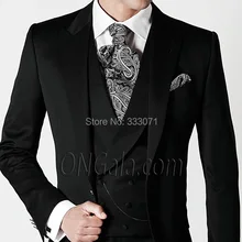 Портной сделал Новые Черные смокинги жениха на заказ Лучший человек Свадебный для шафера/Мужские костюмы деловой, для жениха(куртка+ брюки+ галстук+ жилет