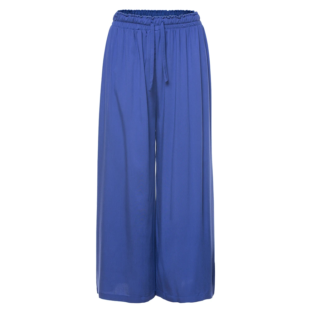 Buy Trendy women summer casual wide legs pants solid