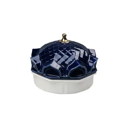 Spain lladr Design Candelabra Ceramic Candle Holder Storage Tank Home Decorative Cup Jewerlly Box Roof Pagoda Cafts - Цвет: Nacy Blue C