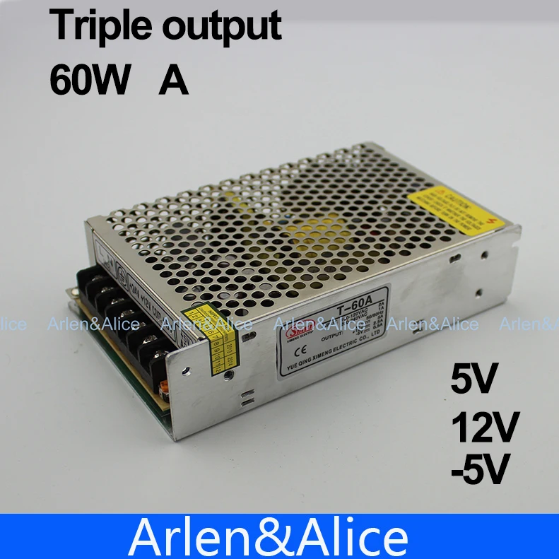 60W A Triple output 5V 12V 5V Switching power supply smps AC to DCin