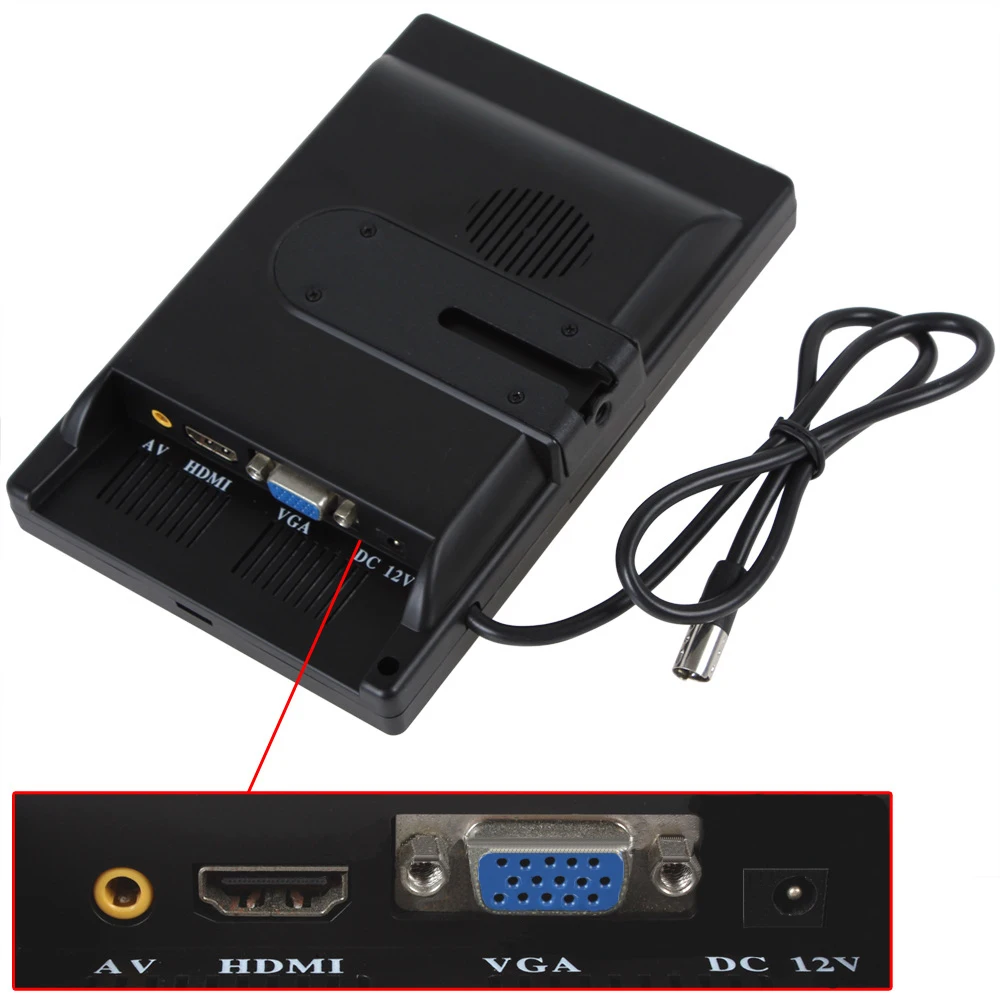  Podofo 7'' LCD Car Monitor Rearview Screen HDMI VGA AV 2 Video Input PC Audio Video Display Rearvie