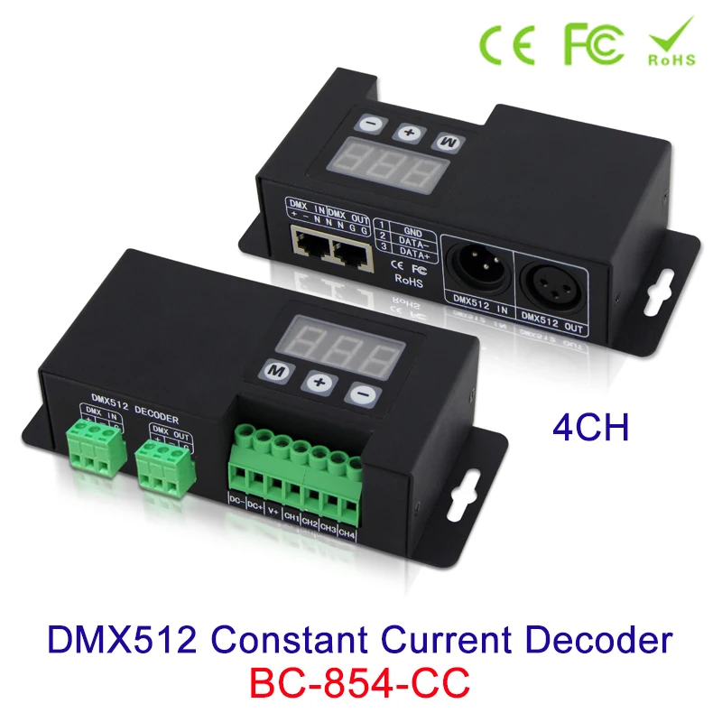 

New arrival DMX512 Constant Current Decoder DC12V-24V 3-digital-display shows DMX address, Error protection out 4-channel CV PWM