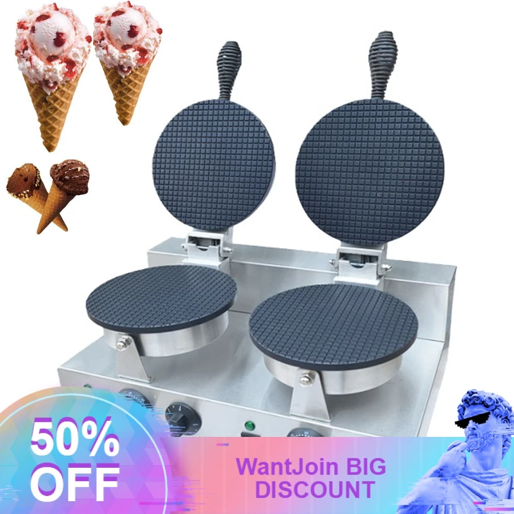 

Electric Commercial ice cream cone machine Cone Baker Egg roll machine Ice Cream Paper Maker Double Head Ice Leather Machine220v