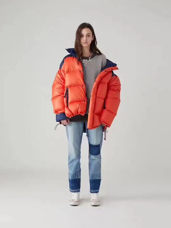 Новое поступление, теплая куртка с вышивкой логотипа, цветная блокировка, для женщин и мужчин, пальто в стиле хип-хоп, уличная мужская куртка с хлопковой подкладкой