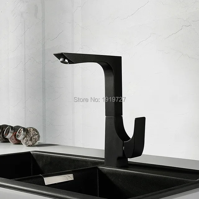 Special Offers New Arrival Modern One Hole 360 Dergee Swivel Gooseneck Mixer Tap Spout Single Handle Square High Profile Bar Kitchen Faucet