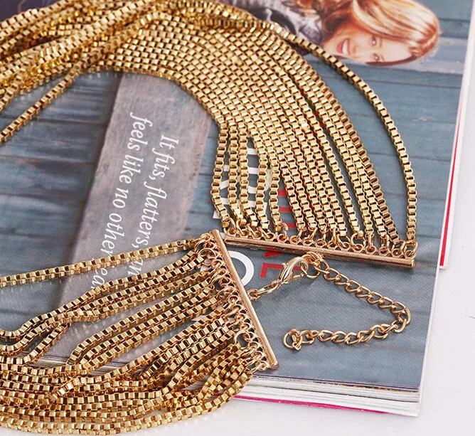 Multi Layer Necklace Gold Maxi Necklace Steampunk Style Vintage Accessories Long Chain Neclace Colares Longos  (4)