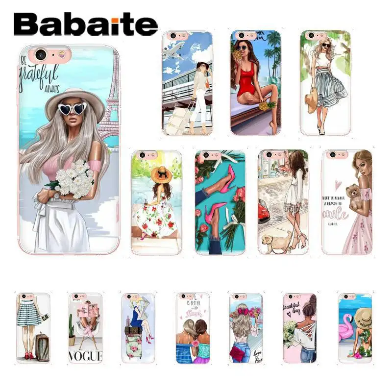 

Babaite fashion travel beautiful shopping girl TPU Phone Case for iPhone8 7 6 6S 6Plus 5 5S SE XR X XS MAX 10 11 11pro 11promax