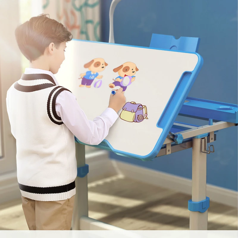 Household Kids Study Table and Chair Set Lifted Writing Desk Multifunction Multi-angle Adjustment Table Correct Sitting Posture Household Kids Study Table and Chair Set Lifted Writing Desk Multifunction Multi-angle Adjustment Table Correct Sitting Posture