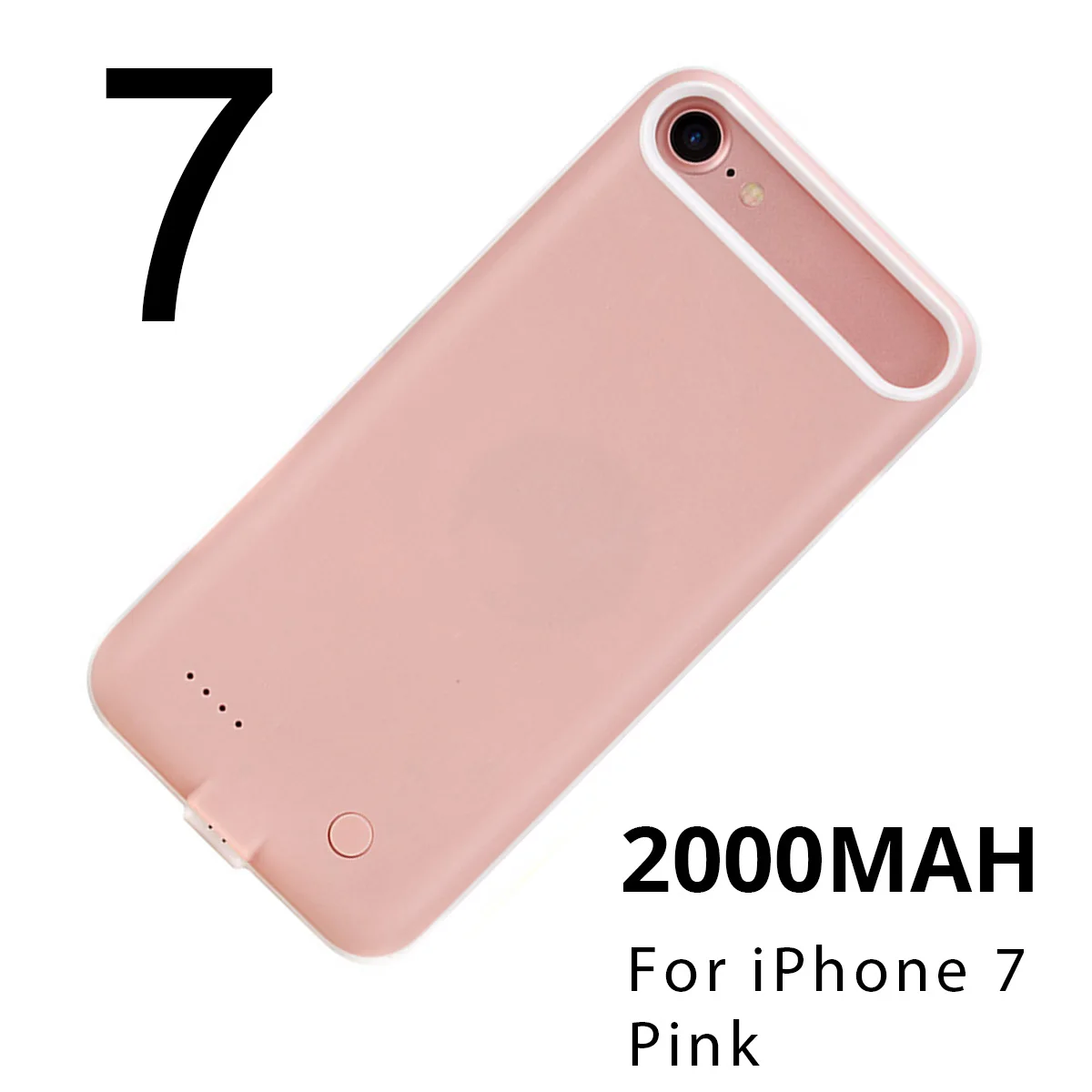 Чехол ROCK Battery для iPhone 7, 6, 6S X, внешний аккумулятор, чехол для iPhone X, 6000 мА/ч, зарядное устройство, задняя крышка, чехол - Цвет: 2000mAh Pink for 7