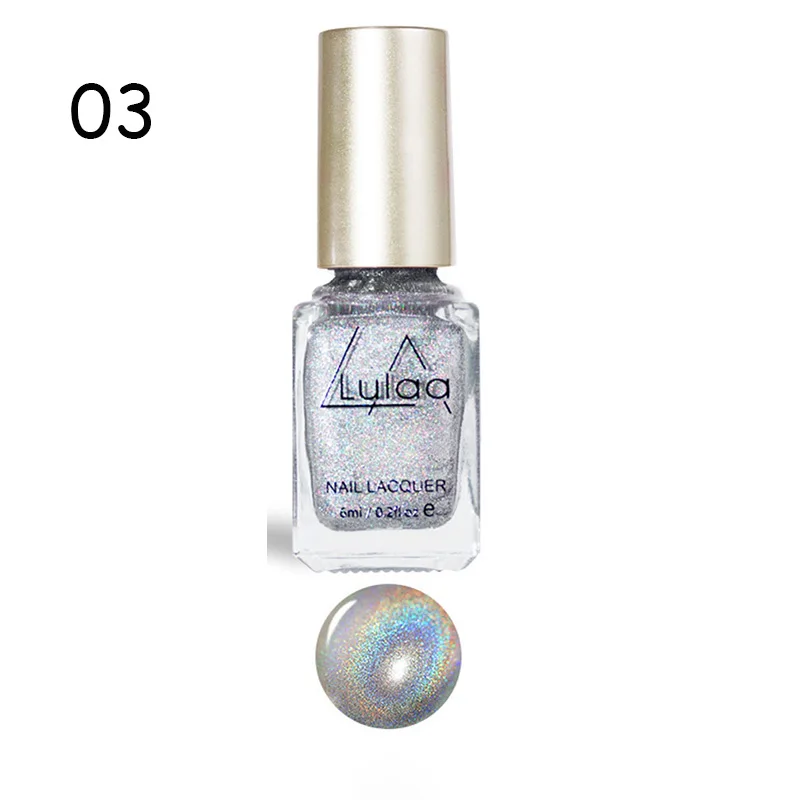 6 цветов, металлический эффект, Голографический лазерный лак для ногтей, 6 мл, лак для ногтей, блестящий Блестящий лак для ногтей - Цвет: LS003