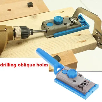 

Wood Dowel Oblique Hole Saw Locator Pocket Jig Drill Guider Sleeve W/Scale for Splicing of plates Oblique hole drill