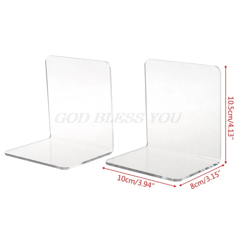 

2Pcs Clear Acrylic Bookends L-shaped Desk Organizer Desktop Book Holder School Stationery Office Accessories