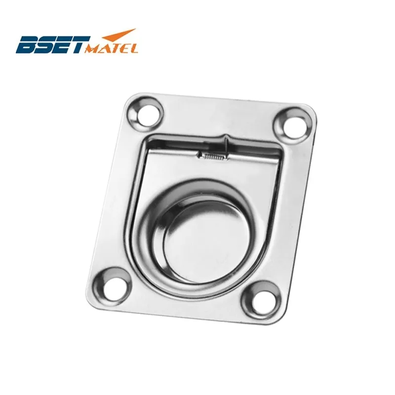 

BEST MATEL Satinless steel 304 ANTI-RATTLE spring Flush Lift Ring Deck Hatch Pull Handle Locker Cabinet boat hardware