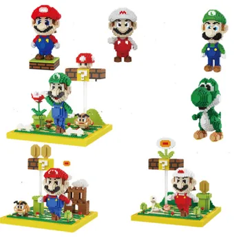 

7 Models Balody Mini Blocks Big size Cute Marioe Sence Model Small bricks Luige Assembly brinquedos Kids Gifts Toys for Children