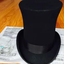 23 см 9 дюймов Экстра Высокий Топ шляпа стимпанк Mad Hatter Викторианский винтажный традиционный шерстяной Fedora Millinery маг Топпер шляпа