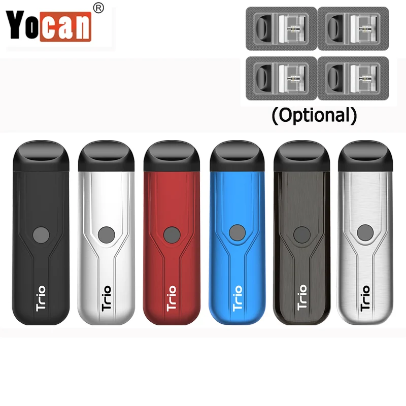 

Original Yocan Trio 3in1 pod Kit 1.0mL with 500mAh Battery Electronic Cigarette Trio vape Pen with for CBD Juice Wax Vaporizer