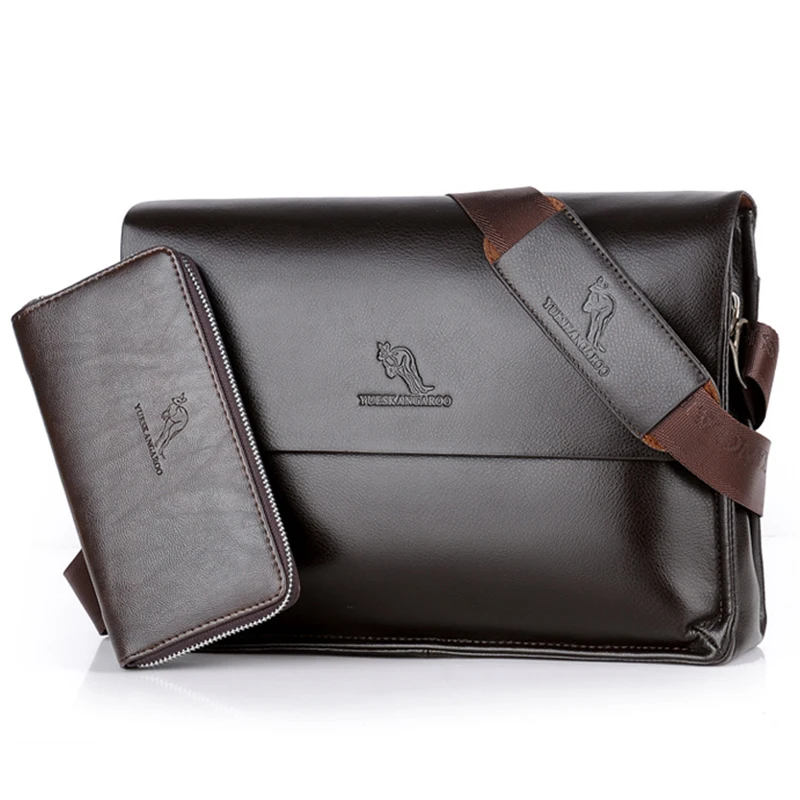 YUES KANGAROO Brand Fashion Leather Crossbody Bag Men Large Capacity