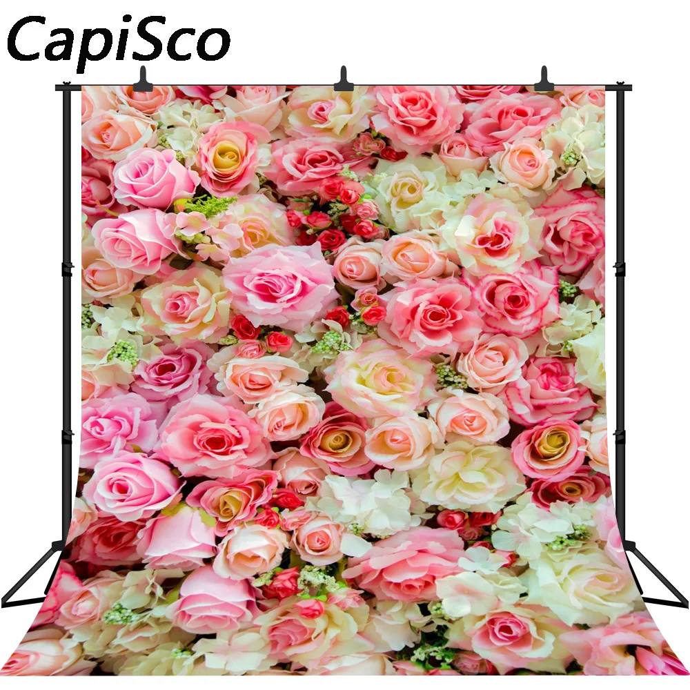 

Capisco Variously colored flowers cluster background Valentine's day photography backdrops for lovers wedding backdrop backgroun