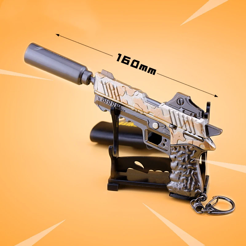 

Fortnight Keychain Toy Battle Royale Silencer Pistol Alloy Weapon Gun Model Keychain Kids Gift