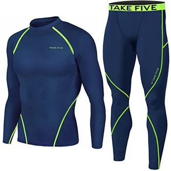 

New Premium TakeFive Men's Compression Skin Tight Long Sleeve Top & Pants Sets-005+505