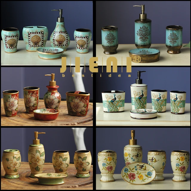 jieni porcelain bathroom accessories set chinese style sanitary ware