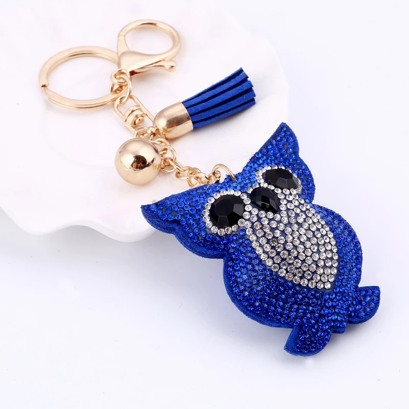 New Silver Blue Owl keychain Key Chain Ring Ships Today Pretty