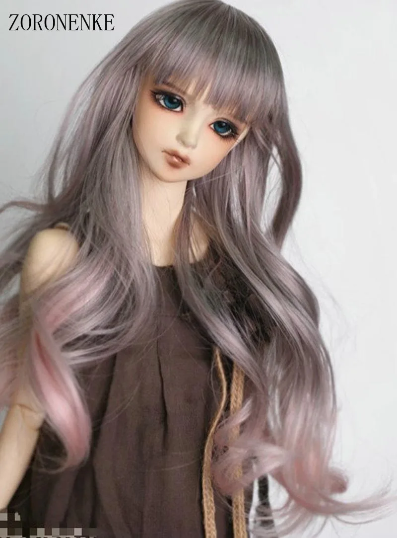 ZORONENKE 1/3 1/4 1/6 Bjd SD кукла парик серый розовый цвета волнистые высокая температура