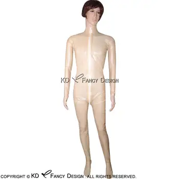 

Transparent Sexy Latex Catsuit With Feet Socks Front Zipper High Collar Rubber Bodysuit Overall Zentai Body Suit LTY-0021