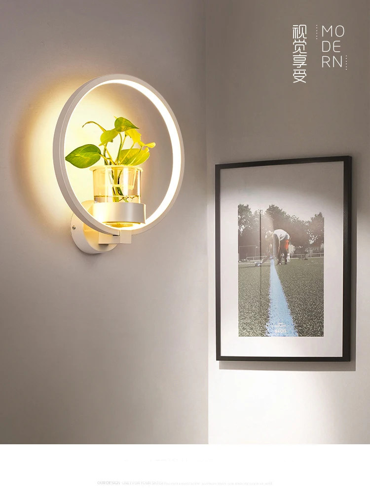 Нордический современный из железа цветы растения суккулентная плантатор с бра свет для Спальня проход коридор, отель настенный Декор лампы