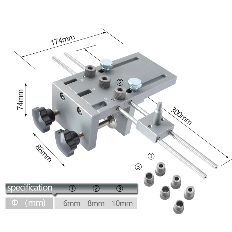 3 In 1 Dowelling Jig 6/8/10mm Wood Drilling Guide Locator Adjustable Dowel Jig Kit For DIY Woodworking Tool