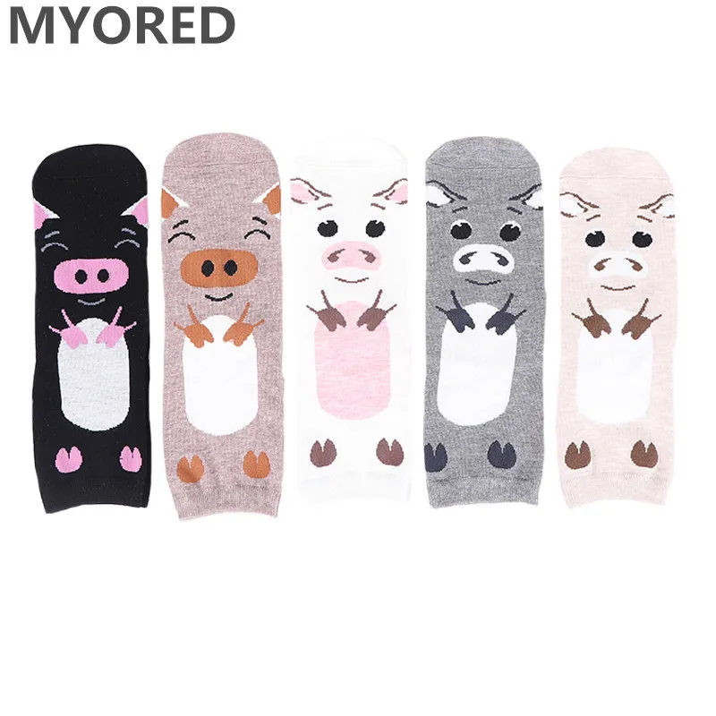 

MYORED 5pairs female cotton short socks funny crew sock girls lady casual dress cotton gift sock Calcetines de dibujos animados